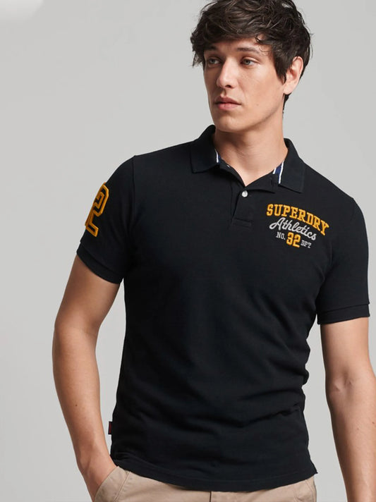 Embroidered Polo Collar T-shirt with Short Sleeves