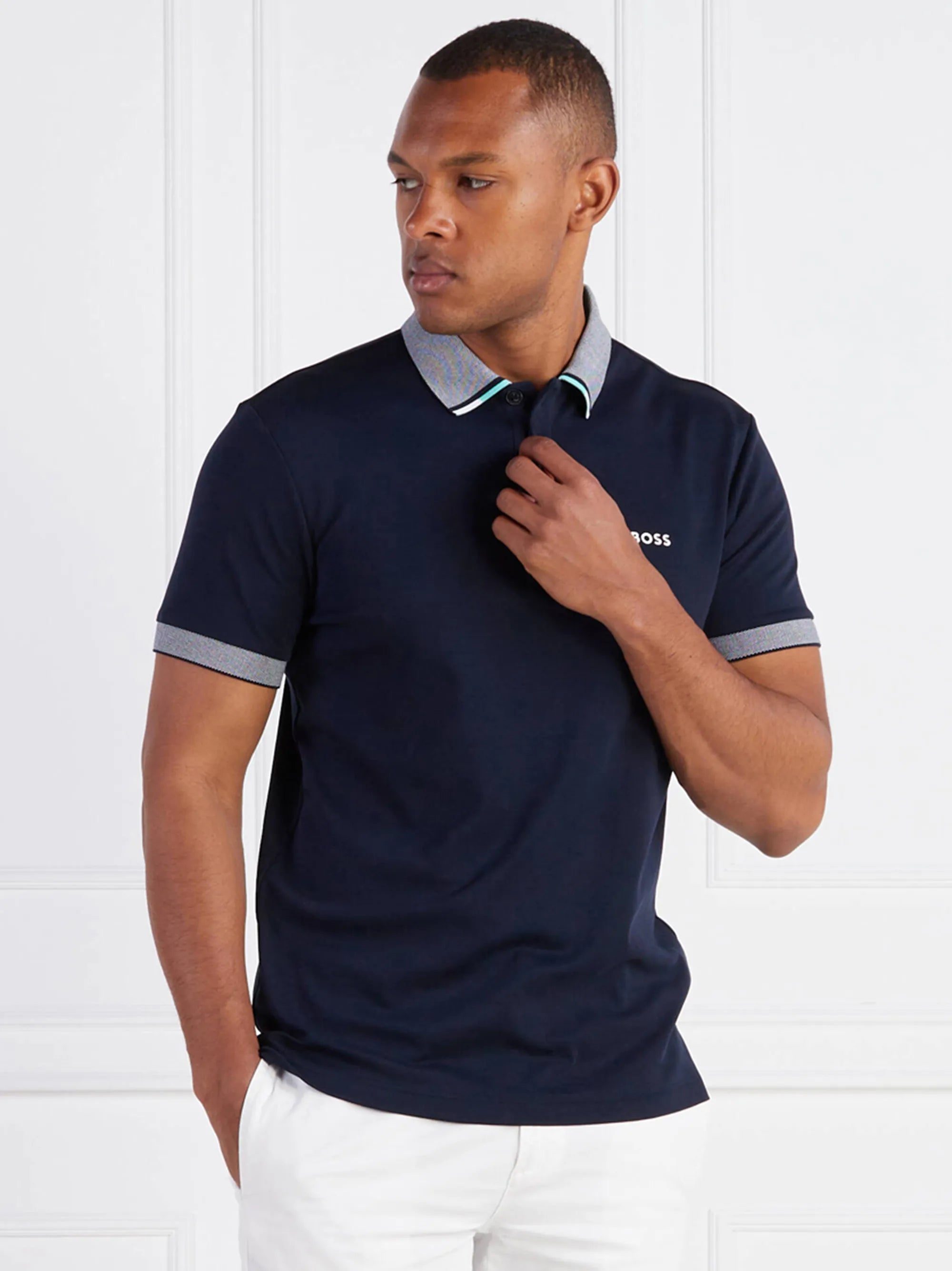Boss Structured Collar Blue Polo