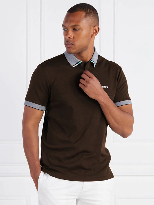 Boss Structured Collar Brown Polo