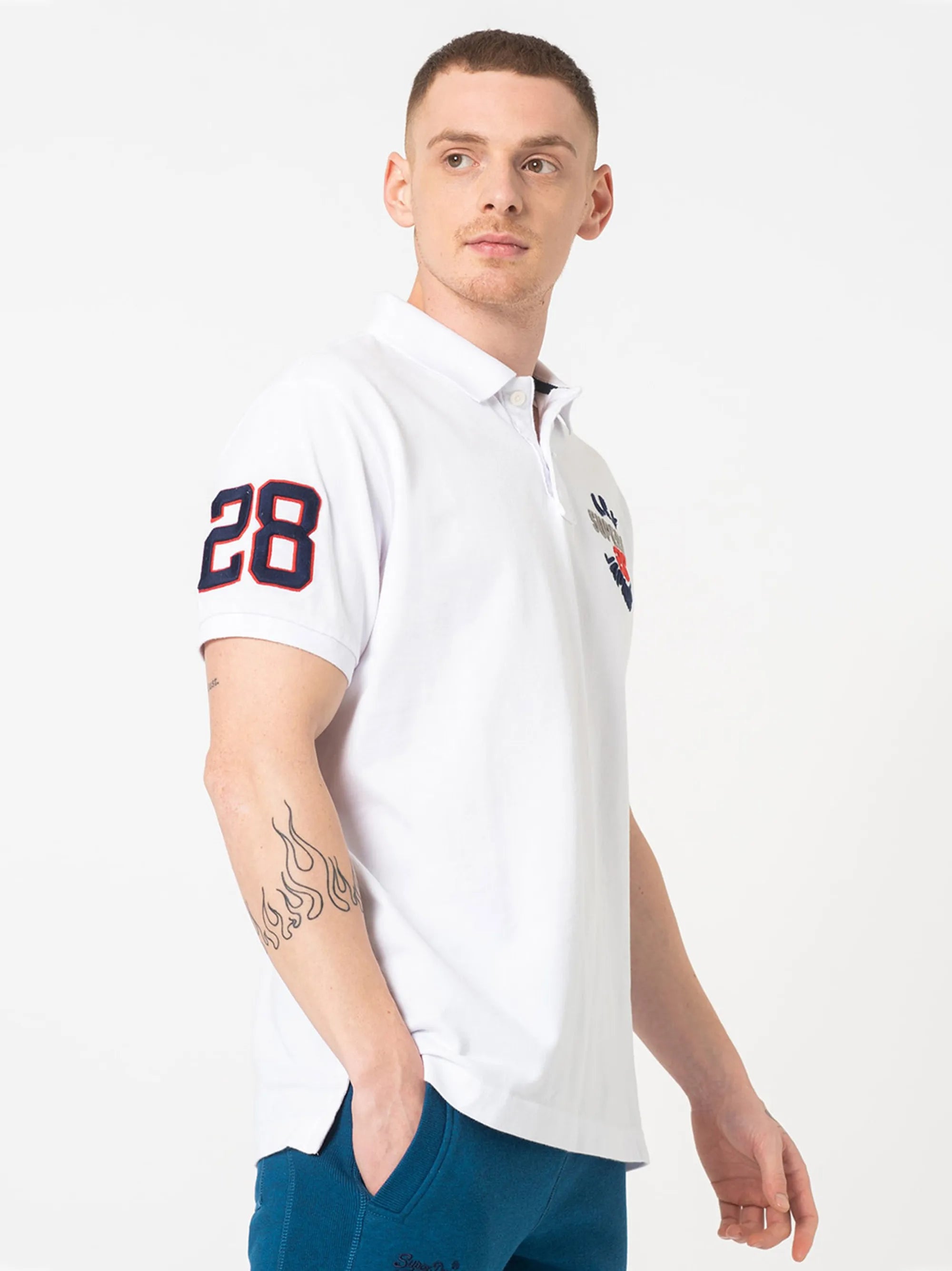 Classic Superstate Short Sleeve White Polo Shirt