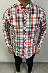 Full sleeves Casual Red and White Branded Shirt