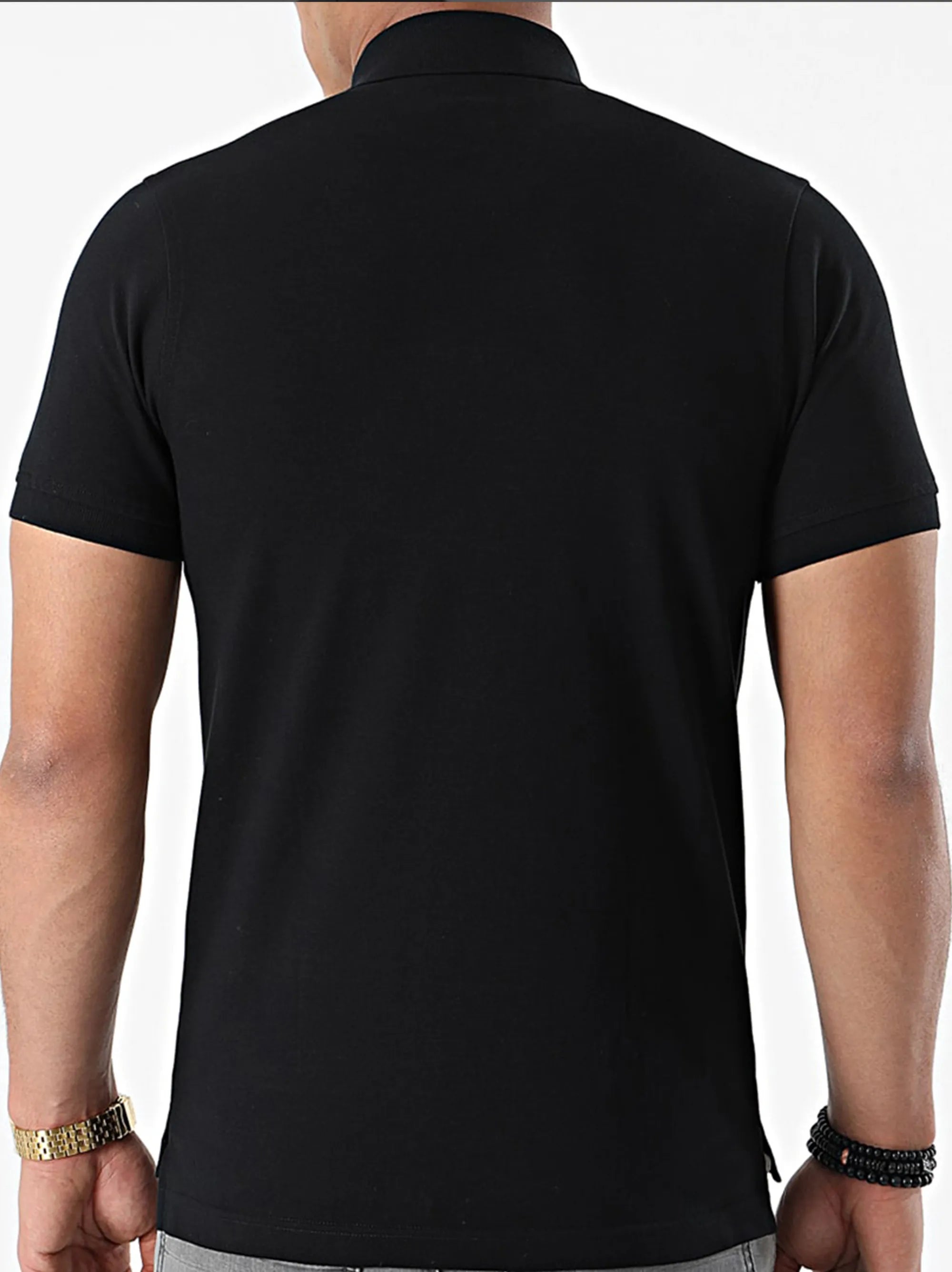 Men’s Black Polo Shirt In 3 Button Collar with embroidery logo