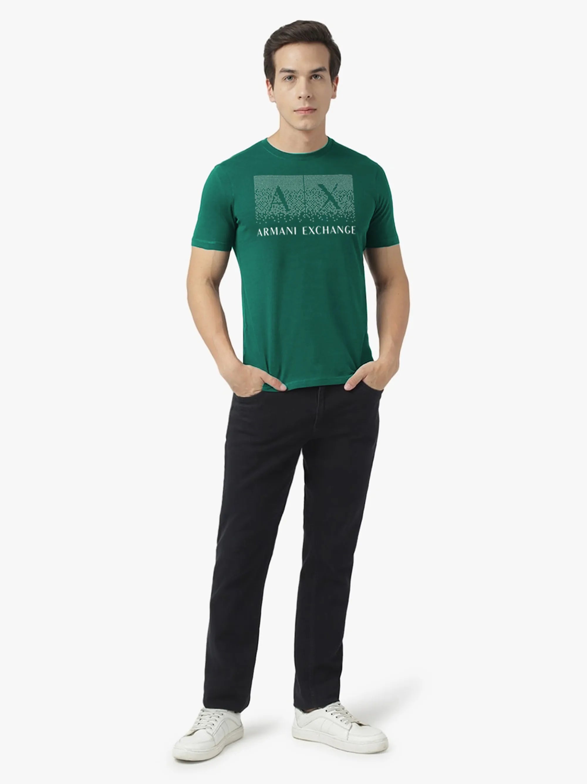 Men's Green Regular-Fit Box A|X Logo T-Shirt