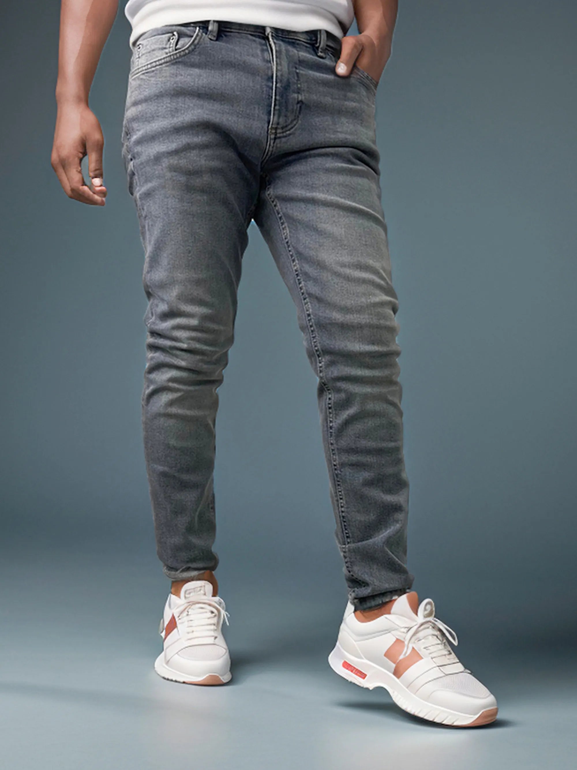 Men’s Stretchable Faded Gray Skinny Fit Jeans Pant