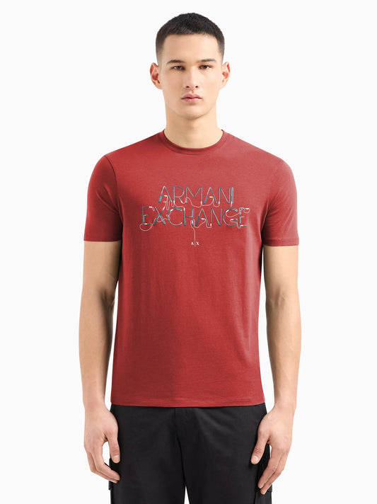A|X Mens Red Contrasting Logo T-shirt