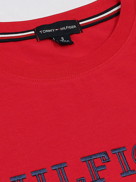 New York Embroidered Logo Crew Neck Red T-Shirt