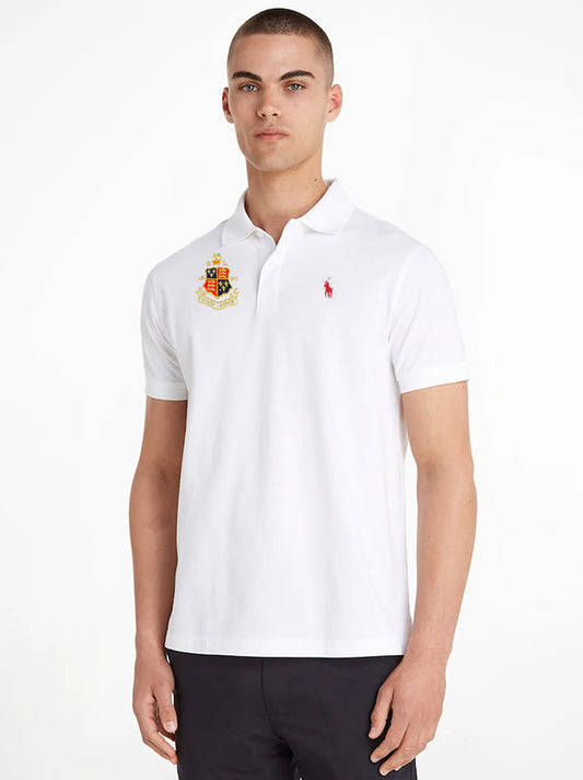 Premium Embroidered Logo White Classic Polo Shirt For Men