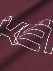 Printed logo Crew Neck Maroon T-Shirt