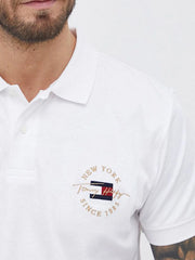 Signature Icon Logo Interlock White Polo Shirt