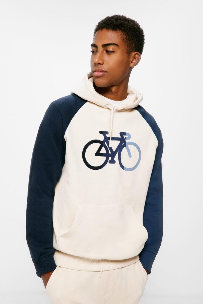 Blue Bike Design Contrast Sweatshirt White, designer hoodie for men, Hoodie, Men's Hoodie, stylish hoodie for men