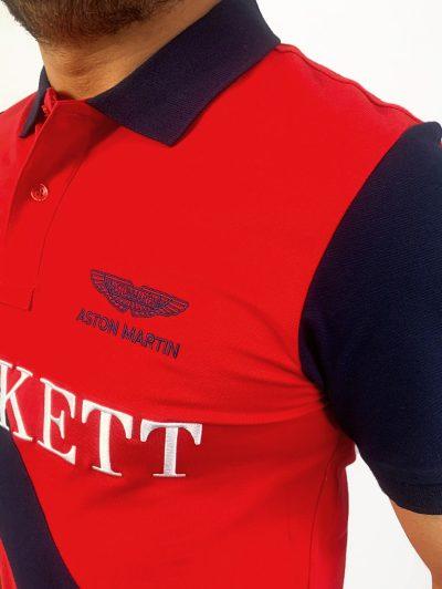 Men's Colour Block Embroidery Logo Red Polo Shirt