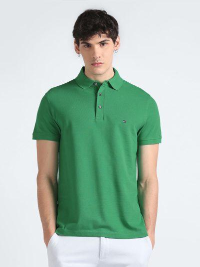 Men's Green Polo Shirt In 3 Button Collar with embroidery logo