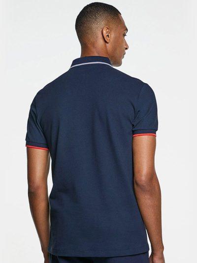 Men's Navy Blue Polo Shirt With Tipping Collar