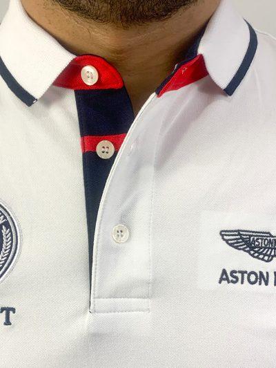 Men's White Embroidery Logo Half Sleeves Polo Shirt