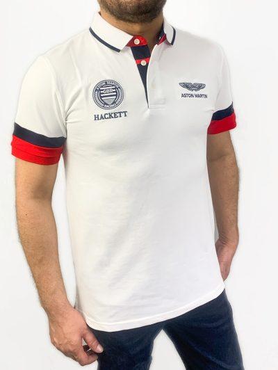 Men's White Embroidery Logo Half Sleeves Polo Shirt