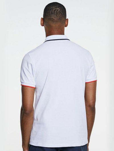 Men's White Polo Shirt With Tipping Collar